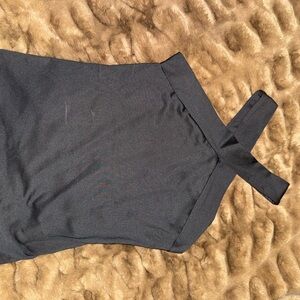 Black Halter Cross Neck Top